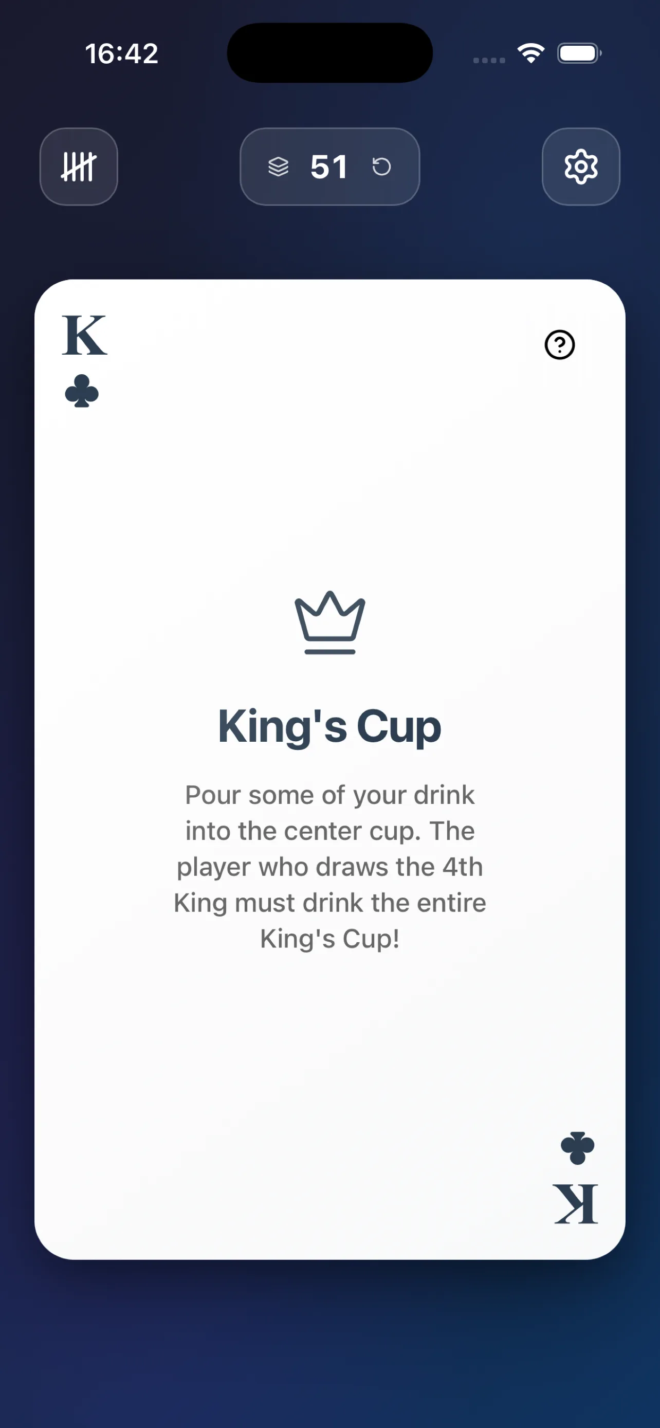 Random Card Games challenge screen in Party Deck